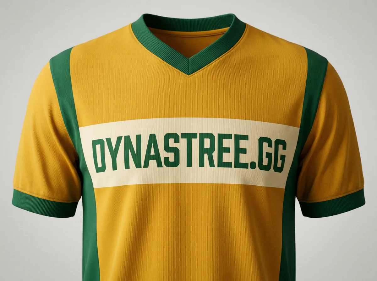 Gold and green Dynastree.gg football shirt